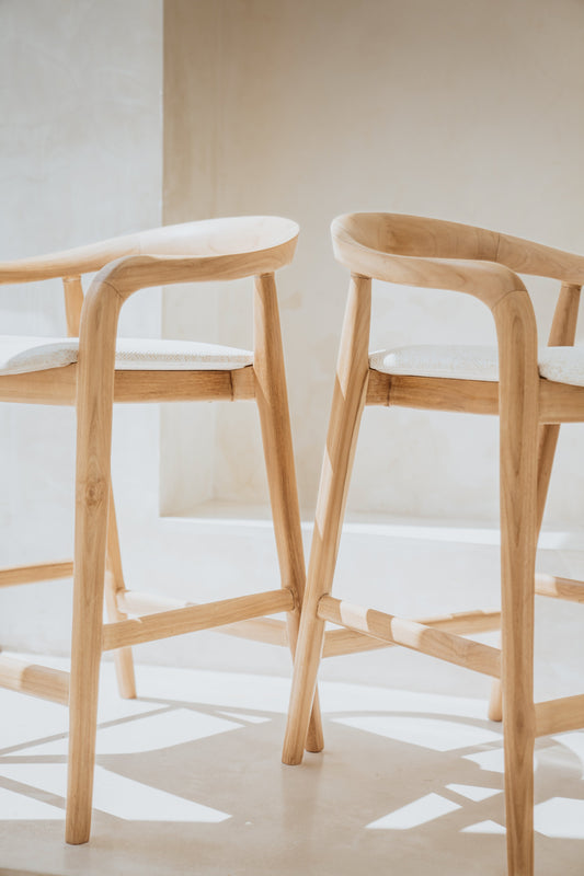 Emma Tight Woven Rattan Teak Counter Stool