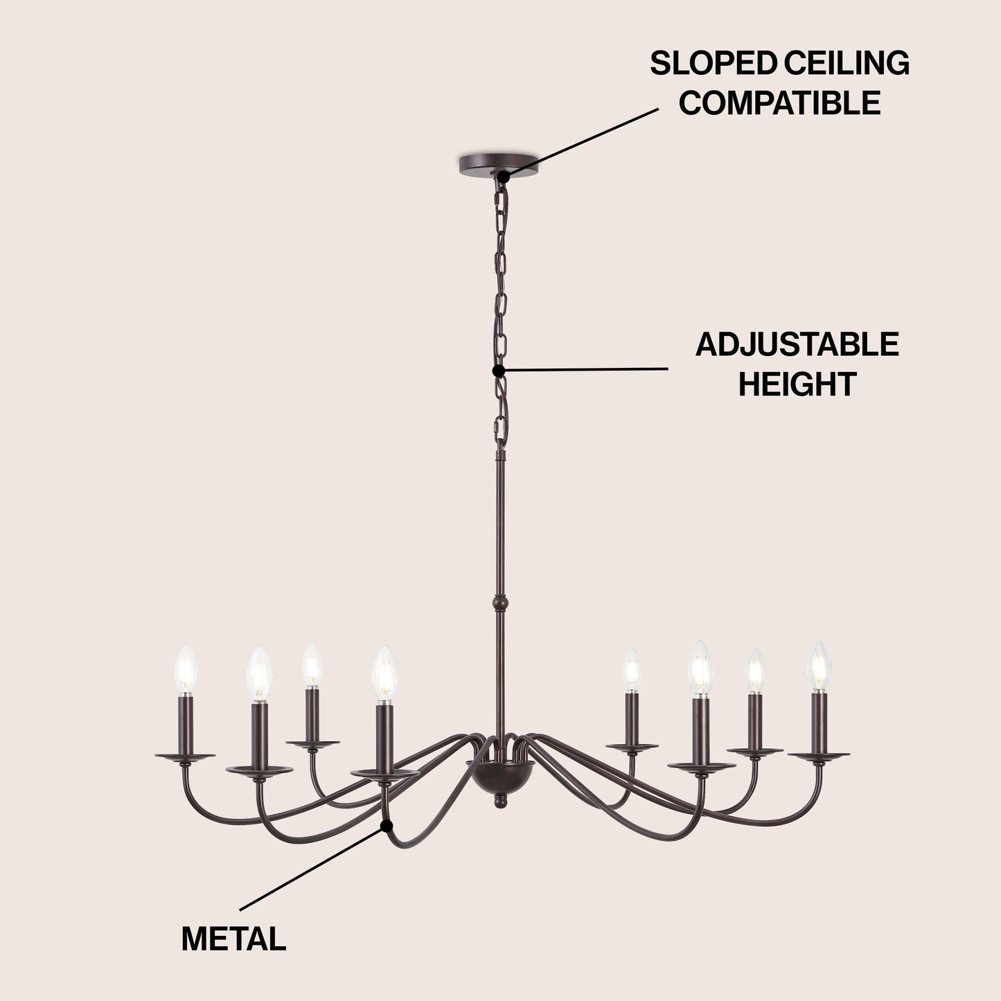 34.75 6-Light Iron LED Chandelier, by JONATHAN Y