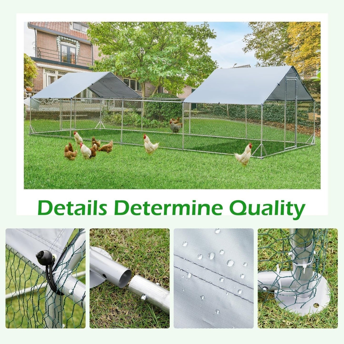 AECOJOY Large Metal Chicken Coop Run Walk-in Metal Chicken Cage