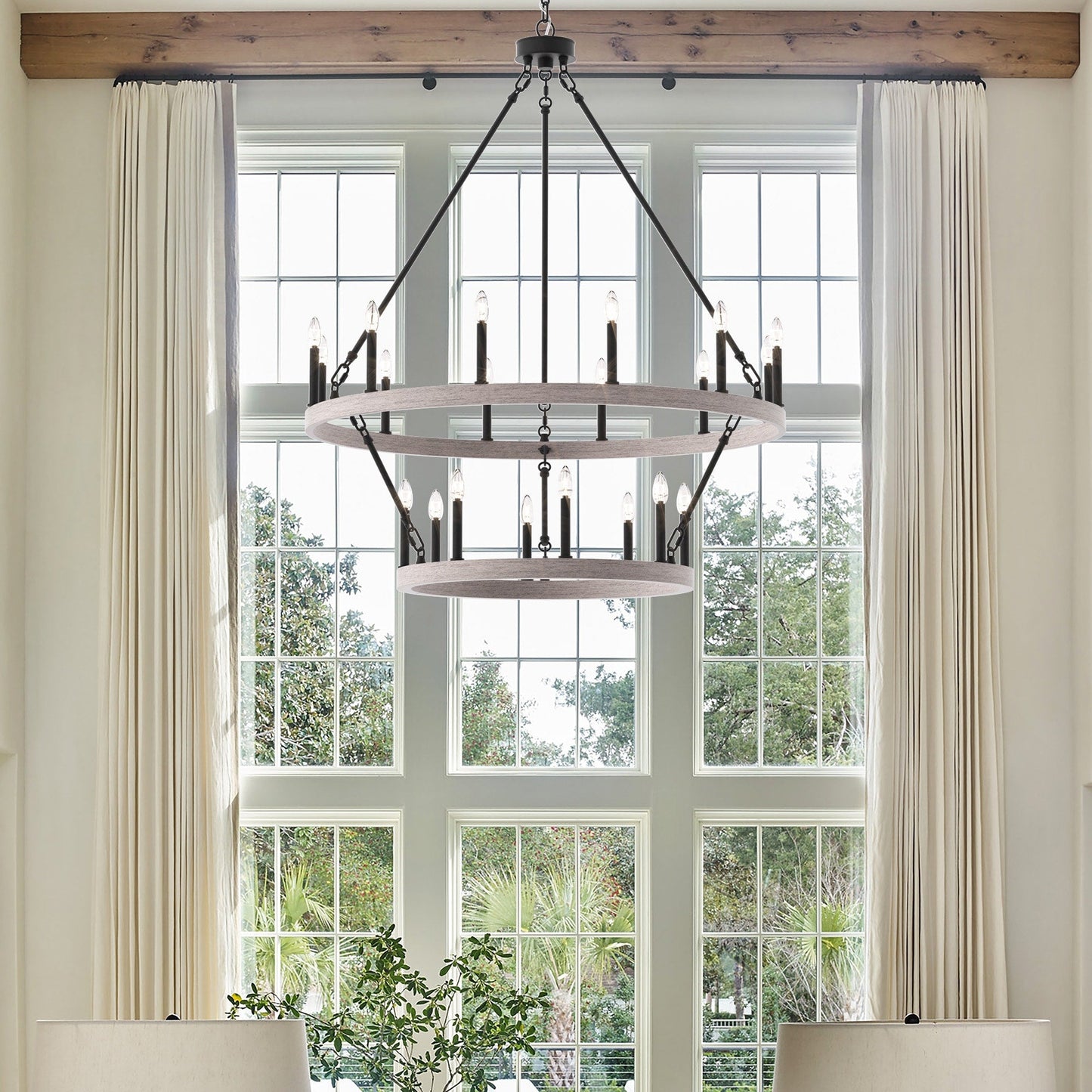 Acroma 20-light Modern Farmhouse 40In Round Wagon Wheel Chandelier with UL