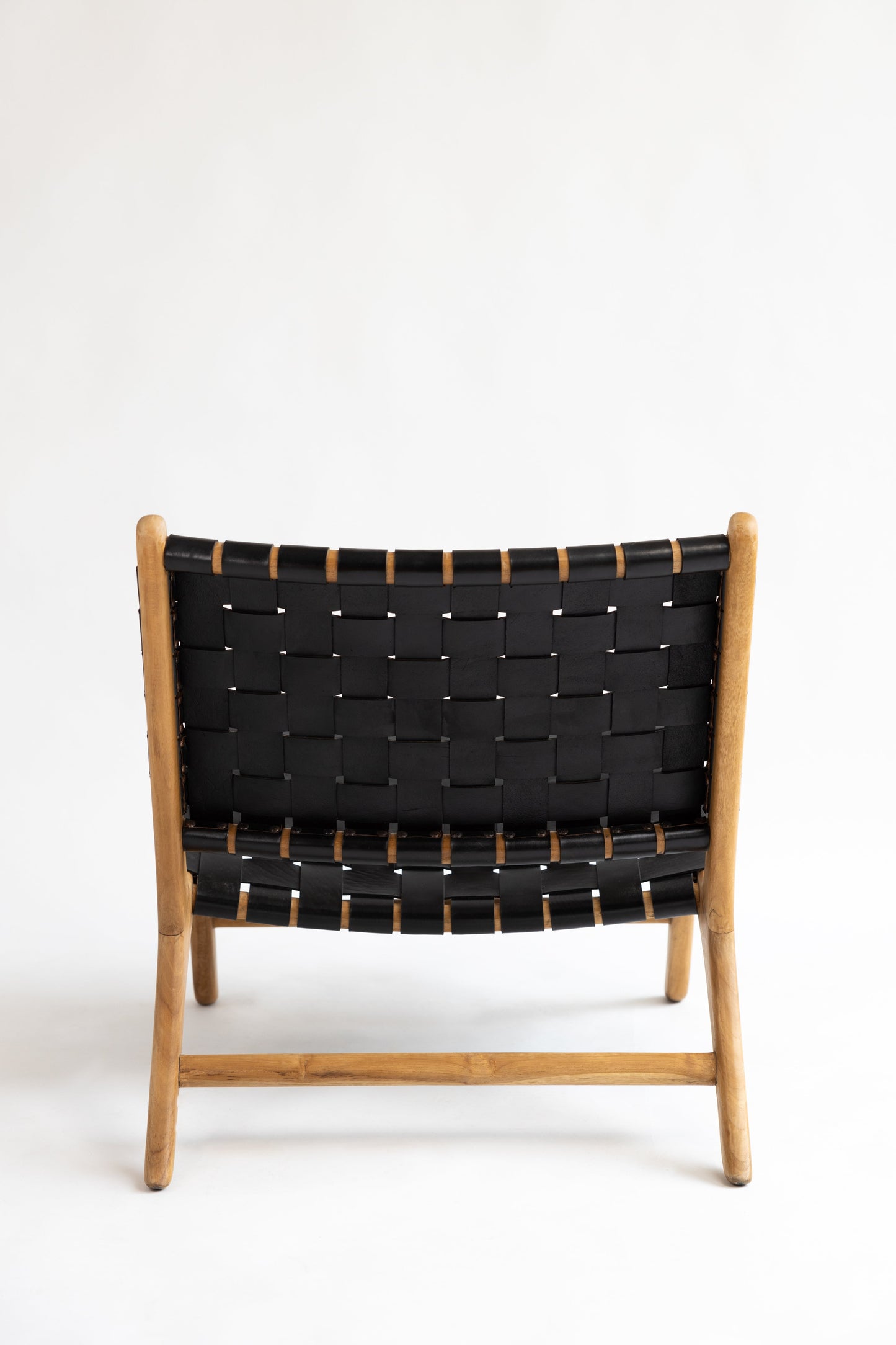 Amara Teak and Woven Leather Teak Lounge Chair
