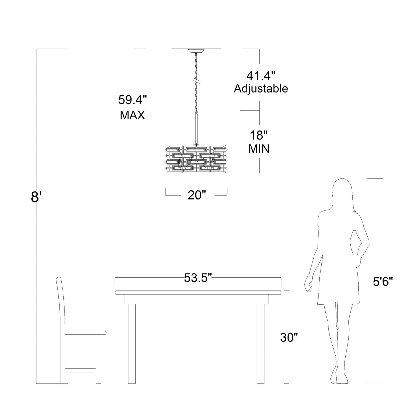 Anita Drum Shade Chandelier with Clear Glass Prism