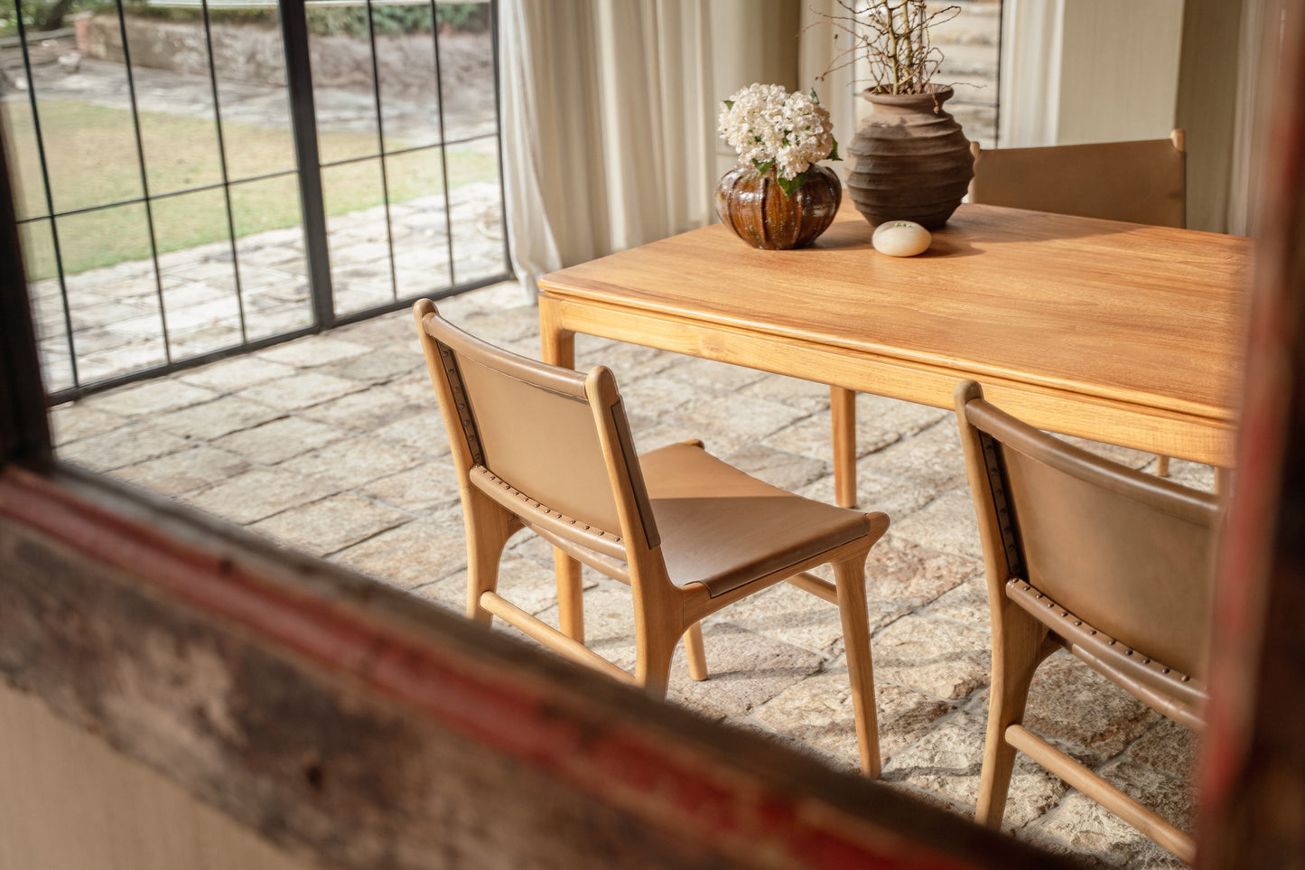 Ashta Teak and Leather Dining Chair