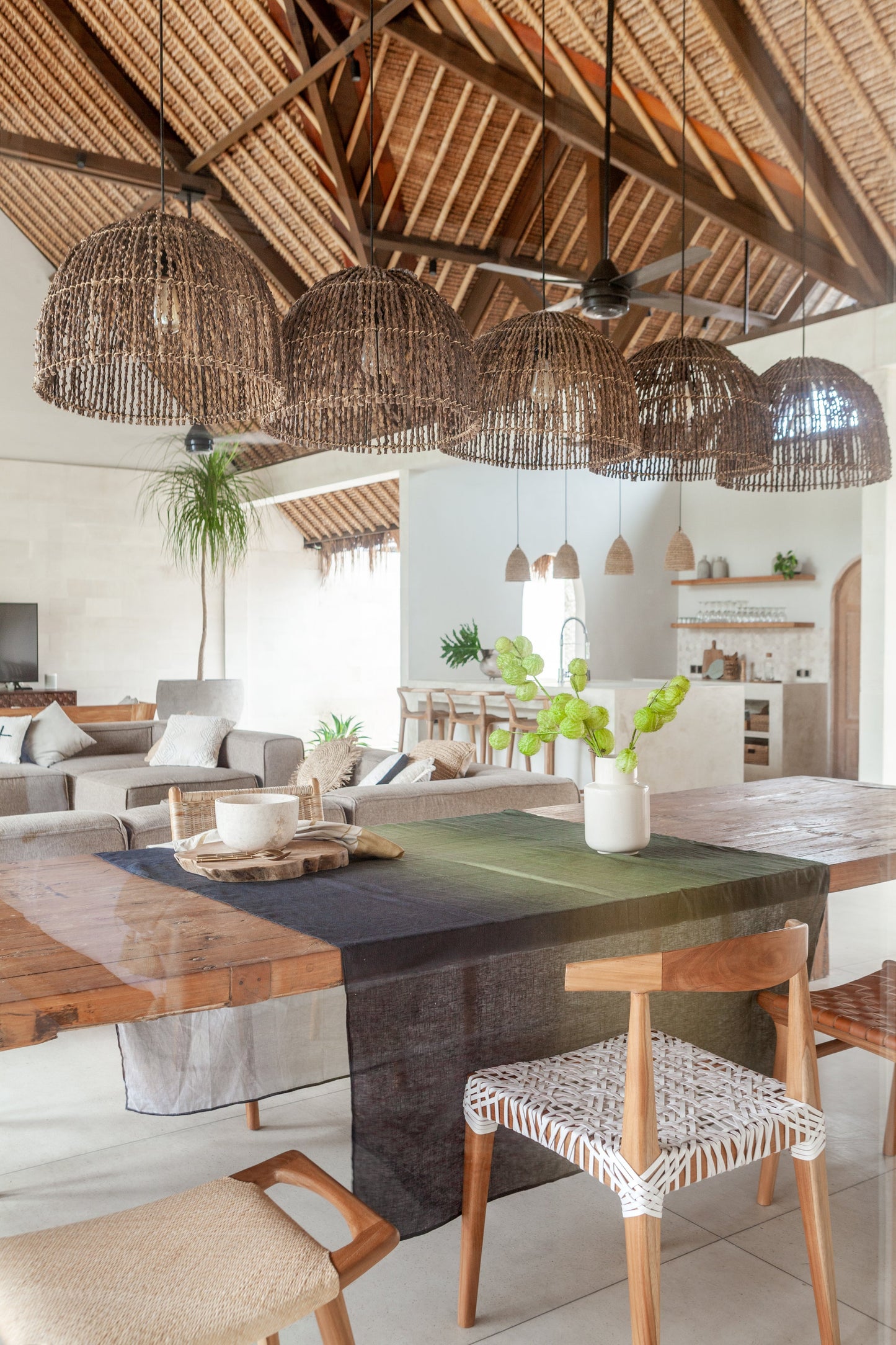 Belinda Teak and Woven Leather Dining Chair