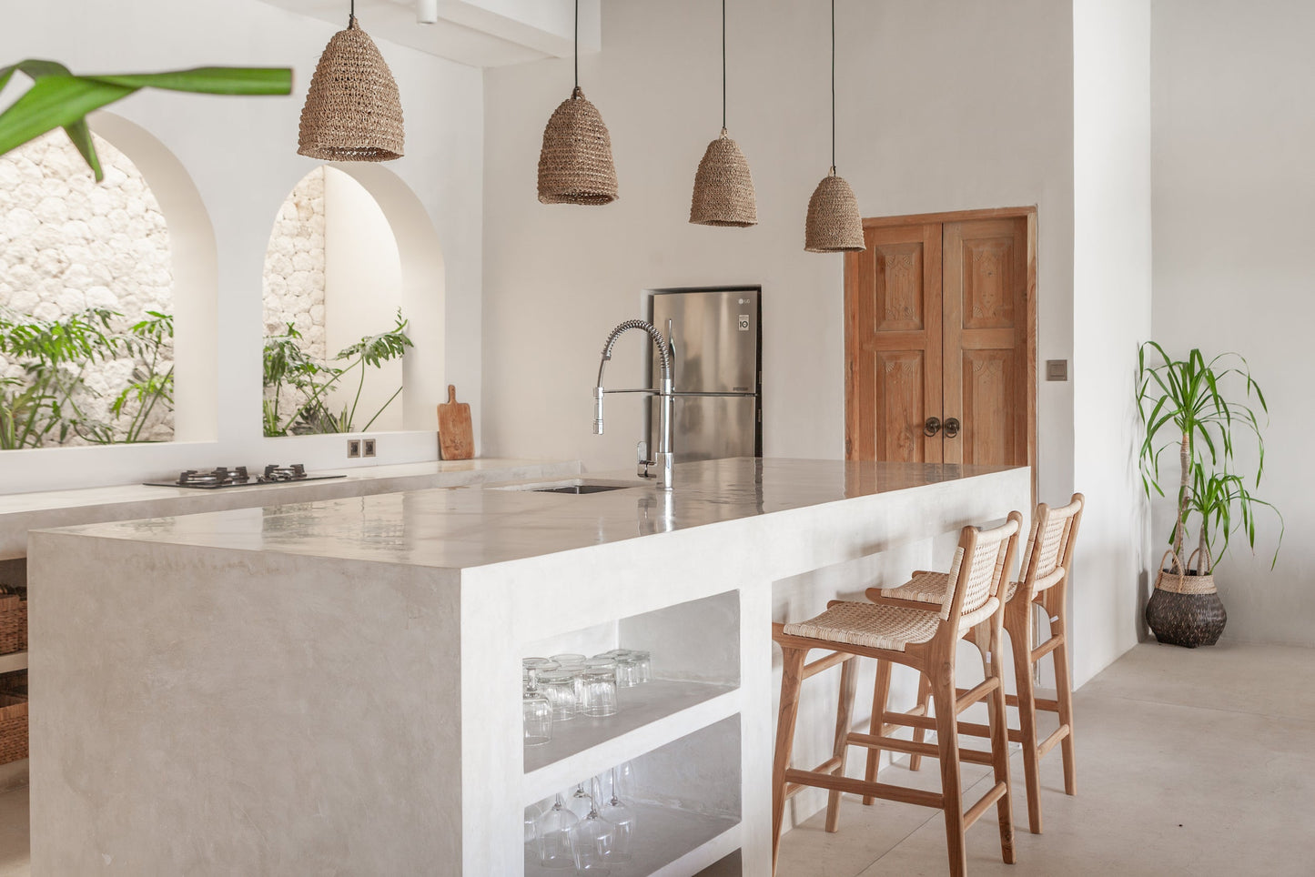 Nadia Teak and Rattan Counter Stool