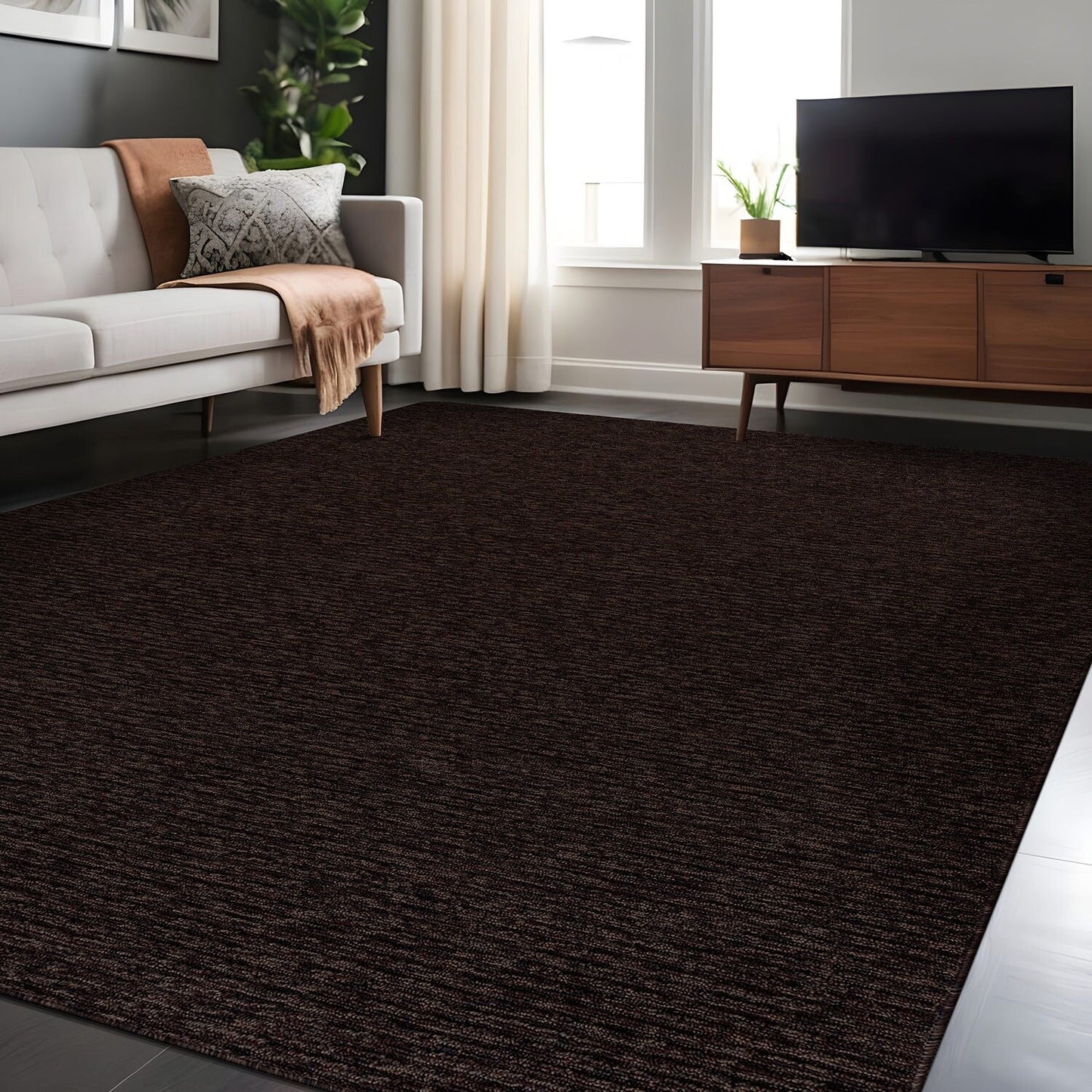 Beverly Rug Solid Color Non-Slip Rubber Back Washable Indoor Area Rug