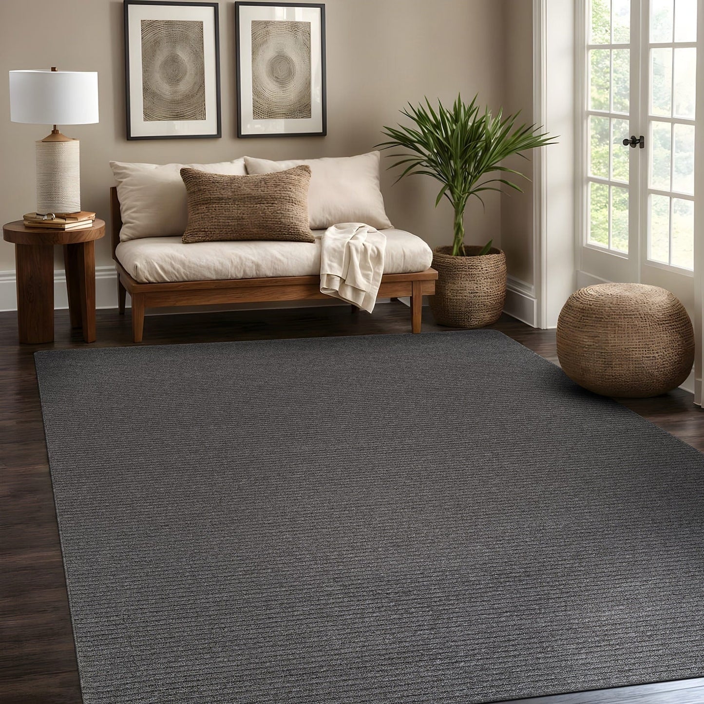 Beverly Rug Solid Color Non-Slip Rubber Back Washable Indoor Area Rug