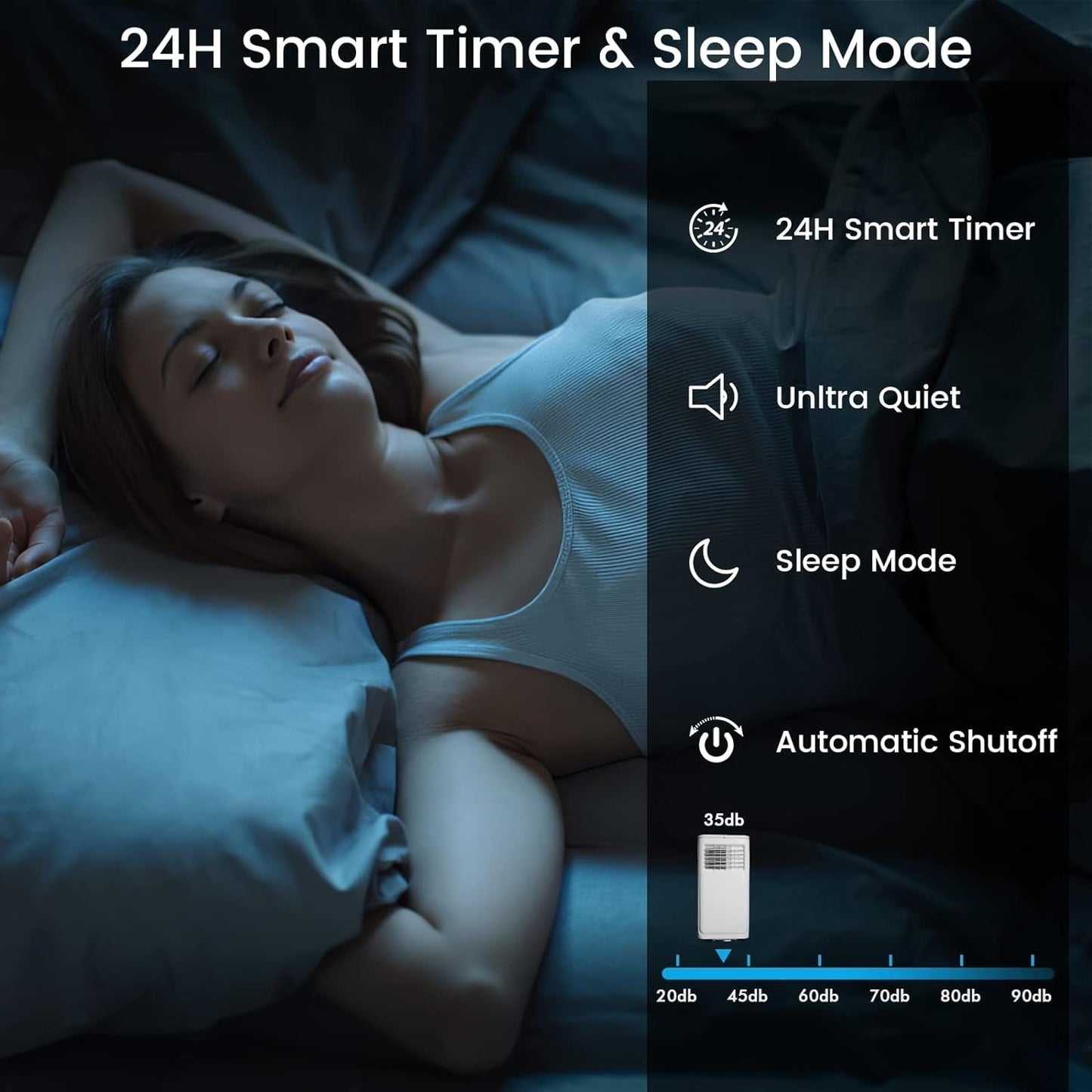 Bossin 8000BTU (Ashrae), 5000BTU(SACC) 3-in-1 Portable Air Conditioners with Remote Control,Quiet Room Portable AC Cooler - 880v