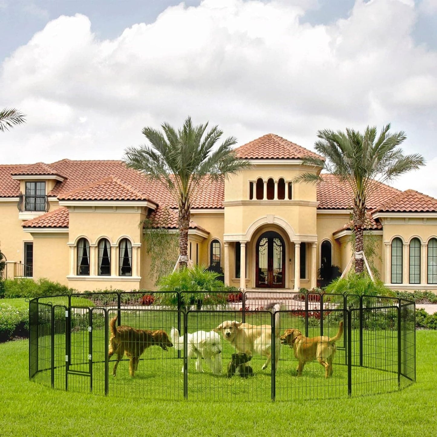 Bossin Dog Playpen Dog Kennel Pen Cage Dog Fence Exercise Pen with Doors 8/16/24 Panel