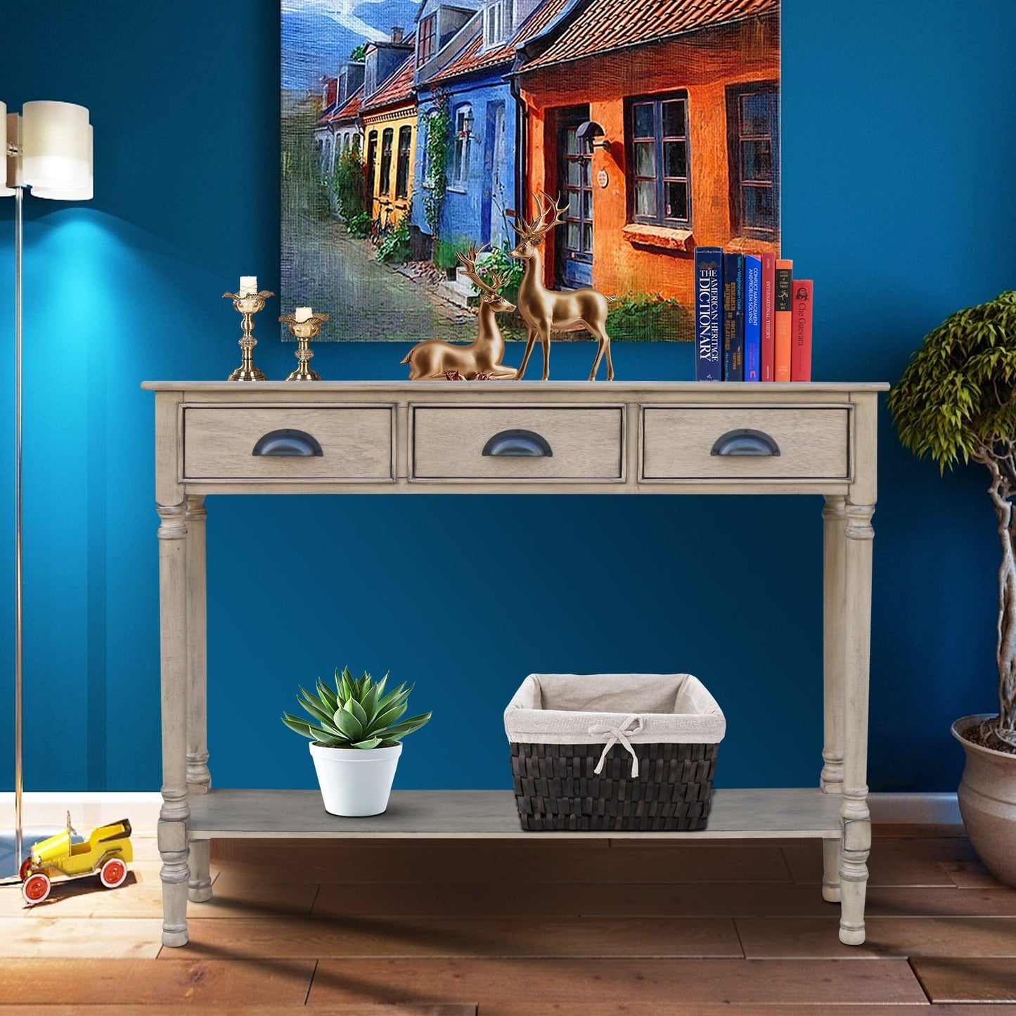 Burlington Wood 3-drawer Console Hallway Table