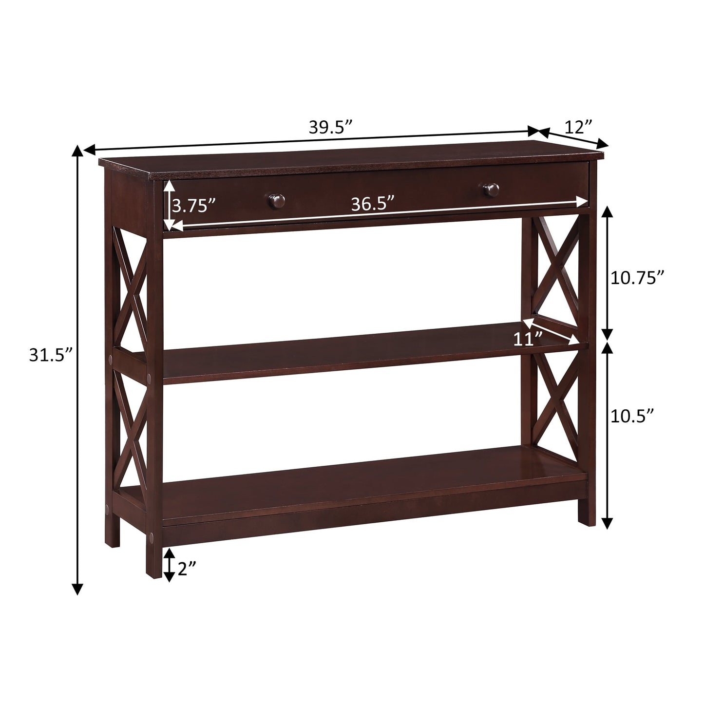 Convenience Concepts Oxford 1 Drawer Console Table with Shelves