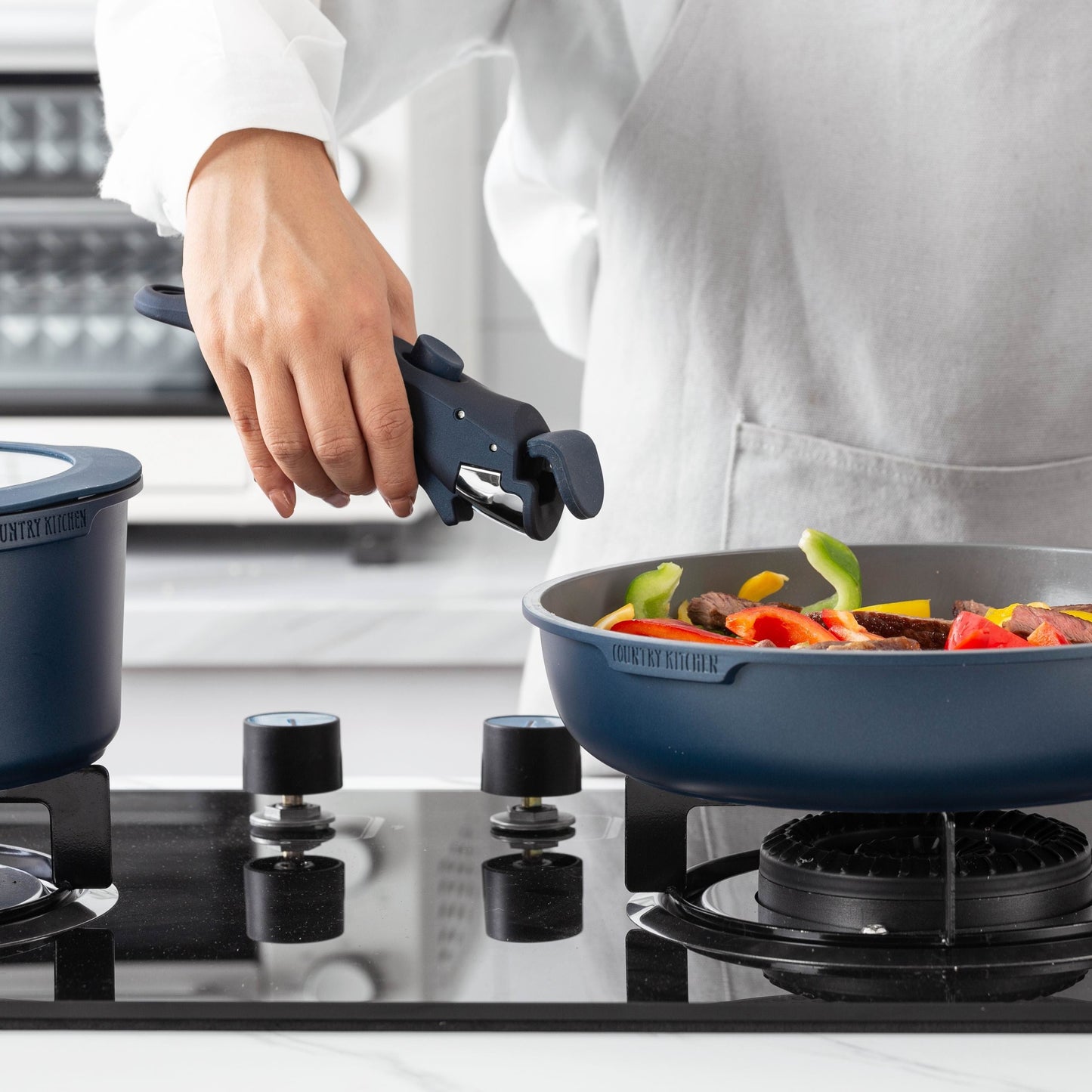 Country Kitchen 16 Piece RV Cookware Set Ceramic with Removable Handle Oven Safe