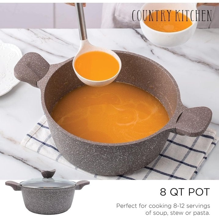 Country Kitchen Non-Stick Cast Aluminum Cookware Set - Durable Kitchen Cookware for Everyday Cooking, 6-11 Pc