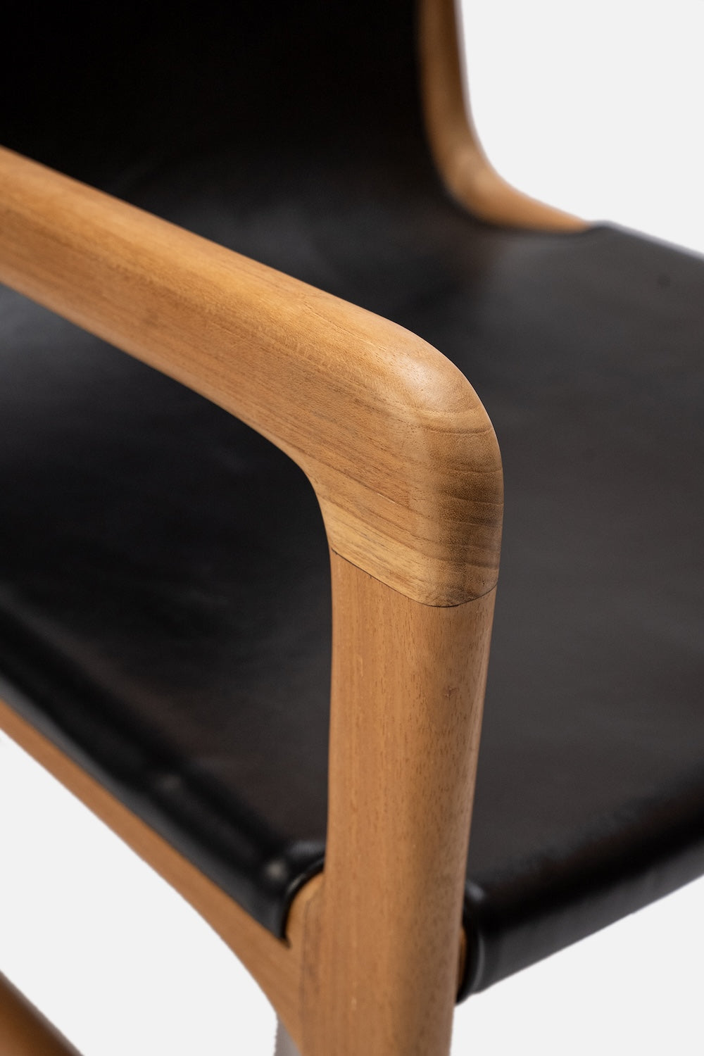 Lola Teak and Sling Leather Dining Chair