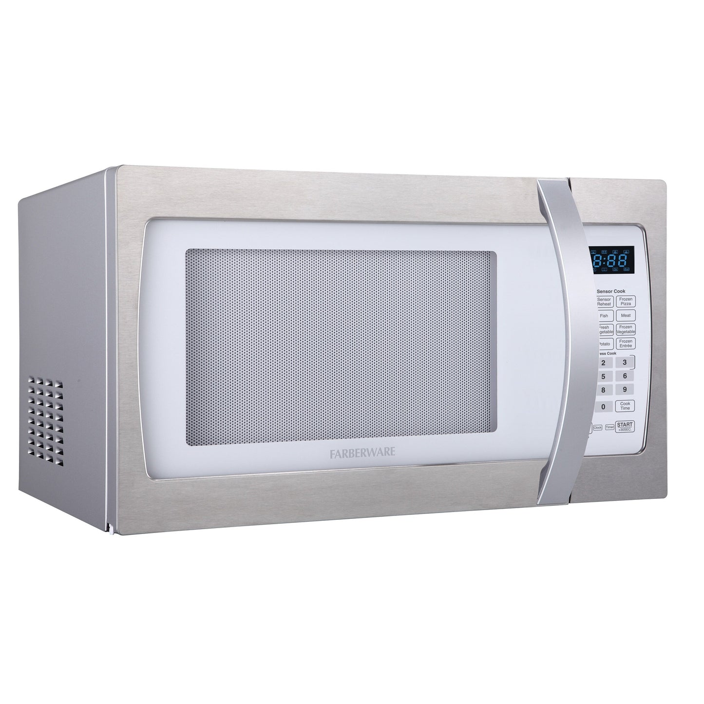 Farberware Professional 1.3 Cu. Ft. 1100-Watt Microwave Oven with Smart Sensor Cooking, White and Platinum