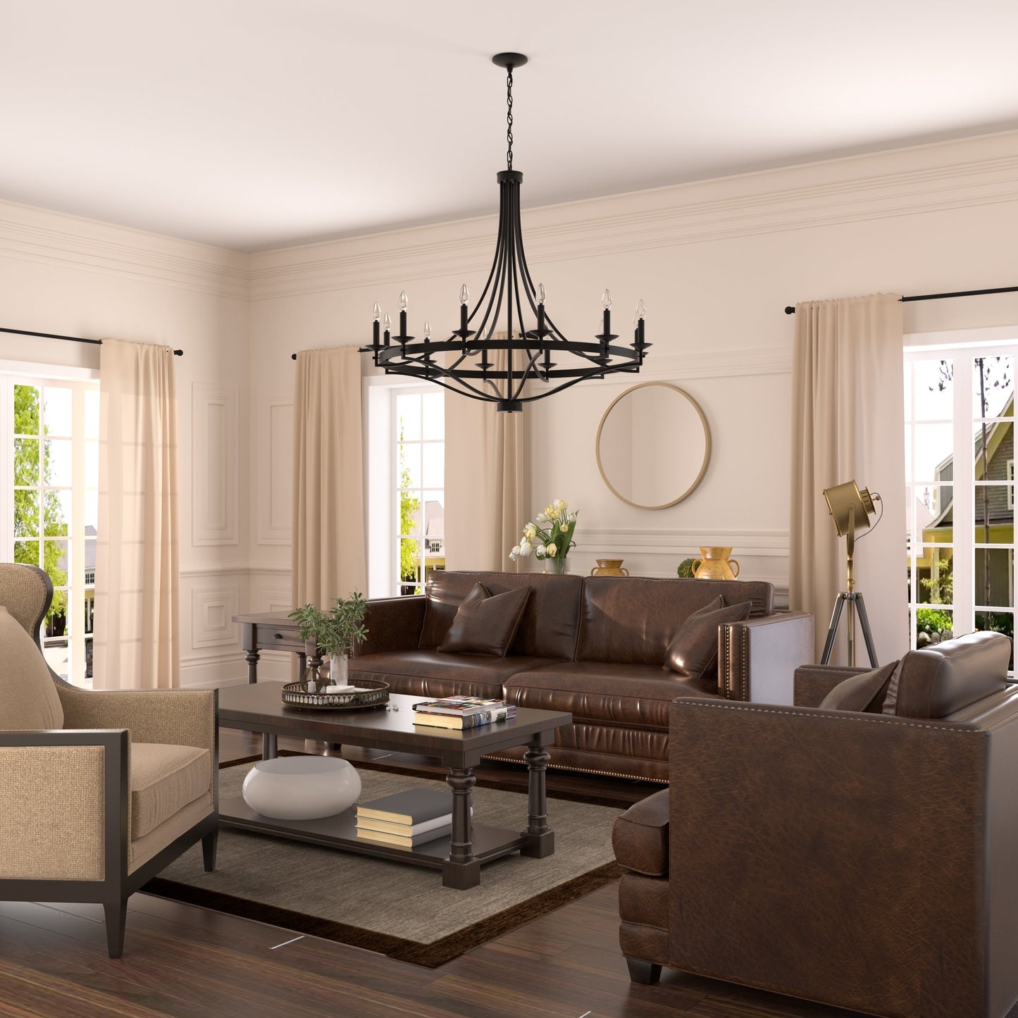 Fidenza 12-light Modern Farmhouse Empire Wagon Wheel Chandelier with UL - D40'' * H135''