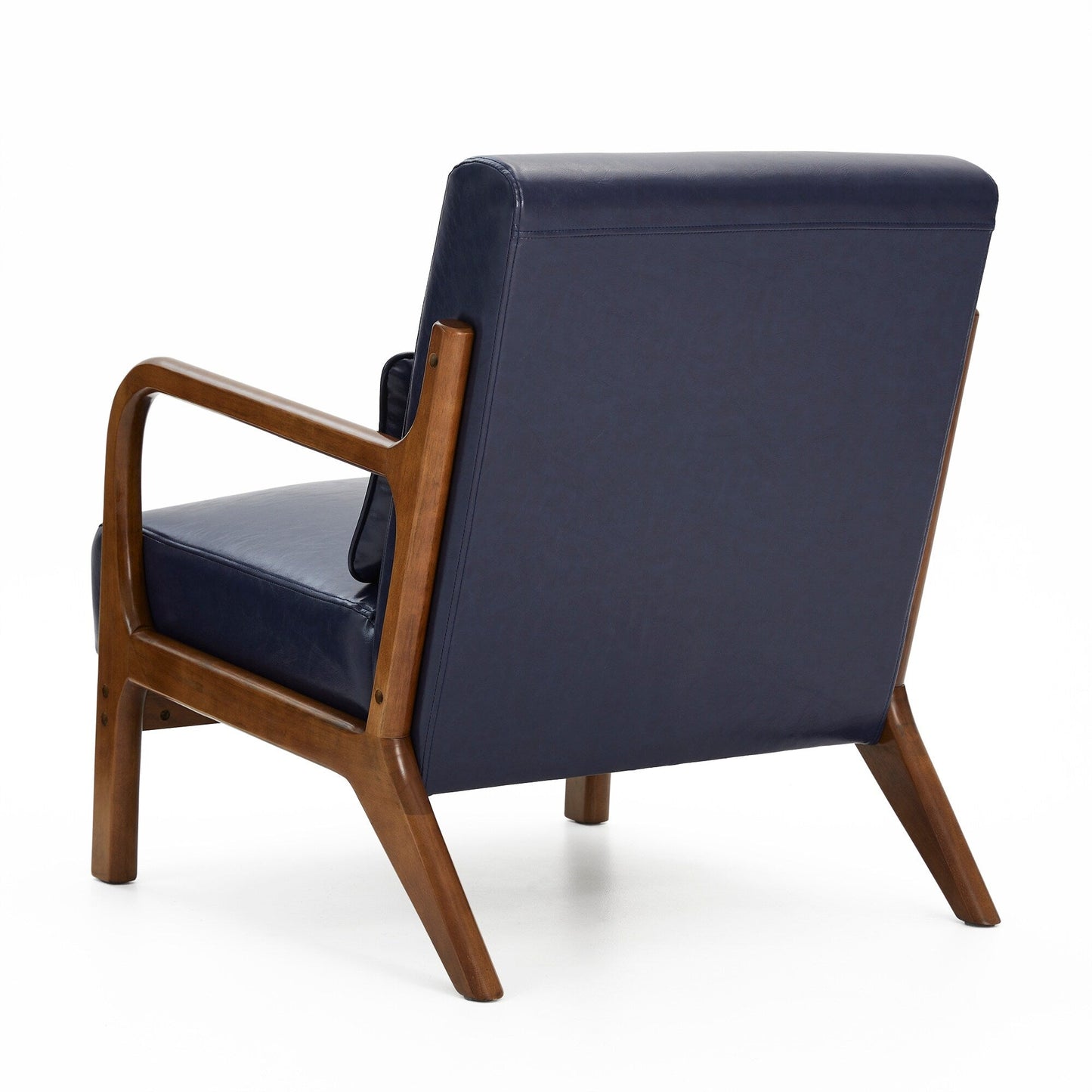 Glitzhome 30.75H Mid-Century Modern PU Leather Armchair Accent Chair with Pillow - 25.75W x 33.75D x 30.75H