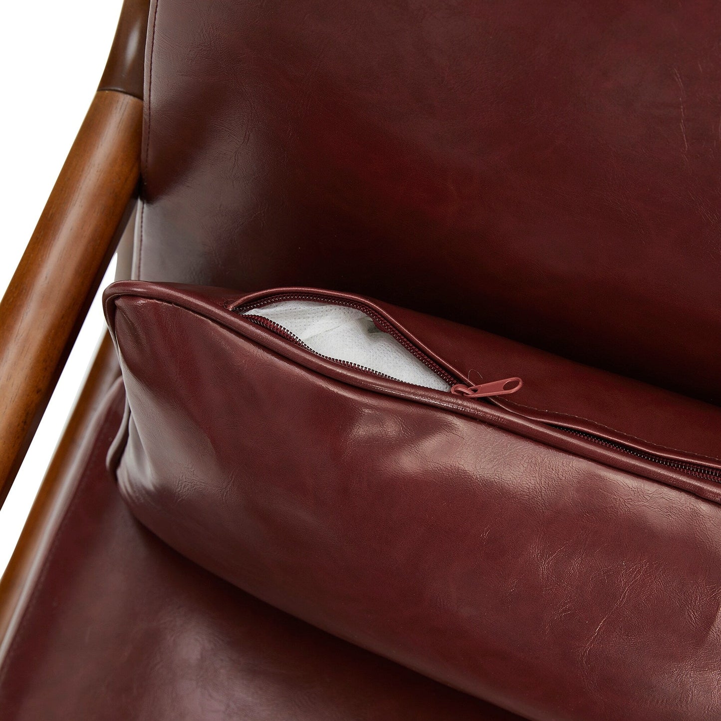 Glitzhome 30.75H Mid-Century Modern PU Leather Armchair Accent Chair with Pillow - 25.75W x 33.75D x 30.75H