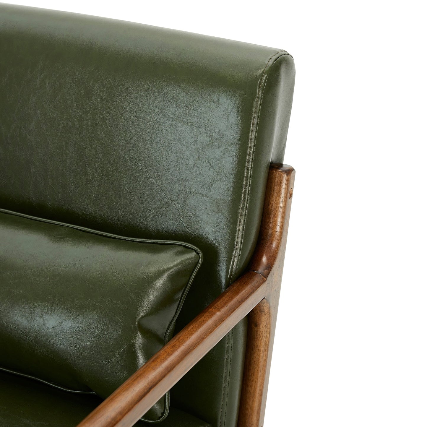 Glitzhome 30.75H Mid-Century Modern PU Leather Armchair Accent Chair with Pillow - 25.75W x 33.75D x 30.75H