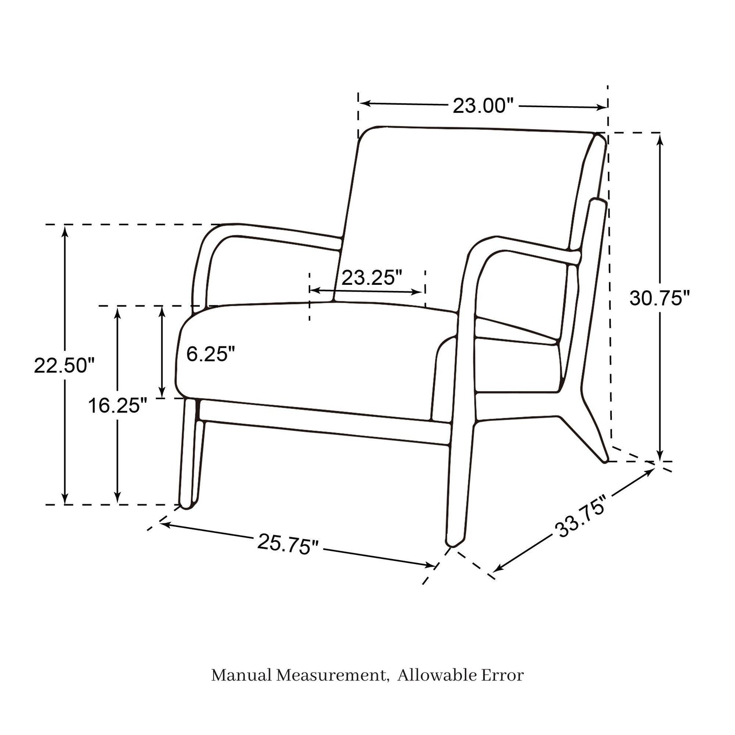 Glitzhome 30.75H Mid-Century Modern PU Leather Armchair Accent Chair with Pillow - 25.75W x 33.75D x 30.75H