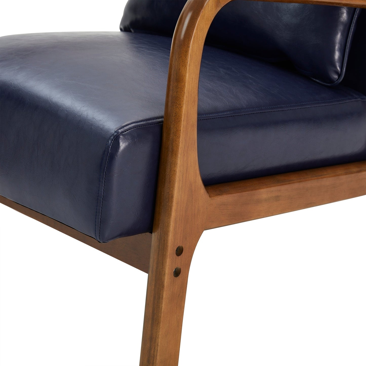 Glitzhome 30.75H Mid-Century Modern PU Leather Armchair Accent Chair with Pillow - 25.75W x 33.75D x 30.75H