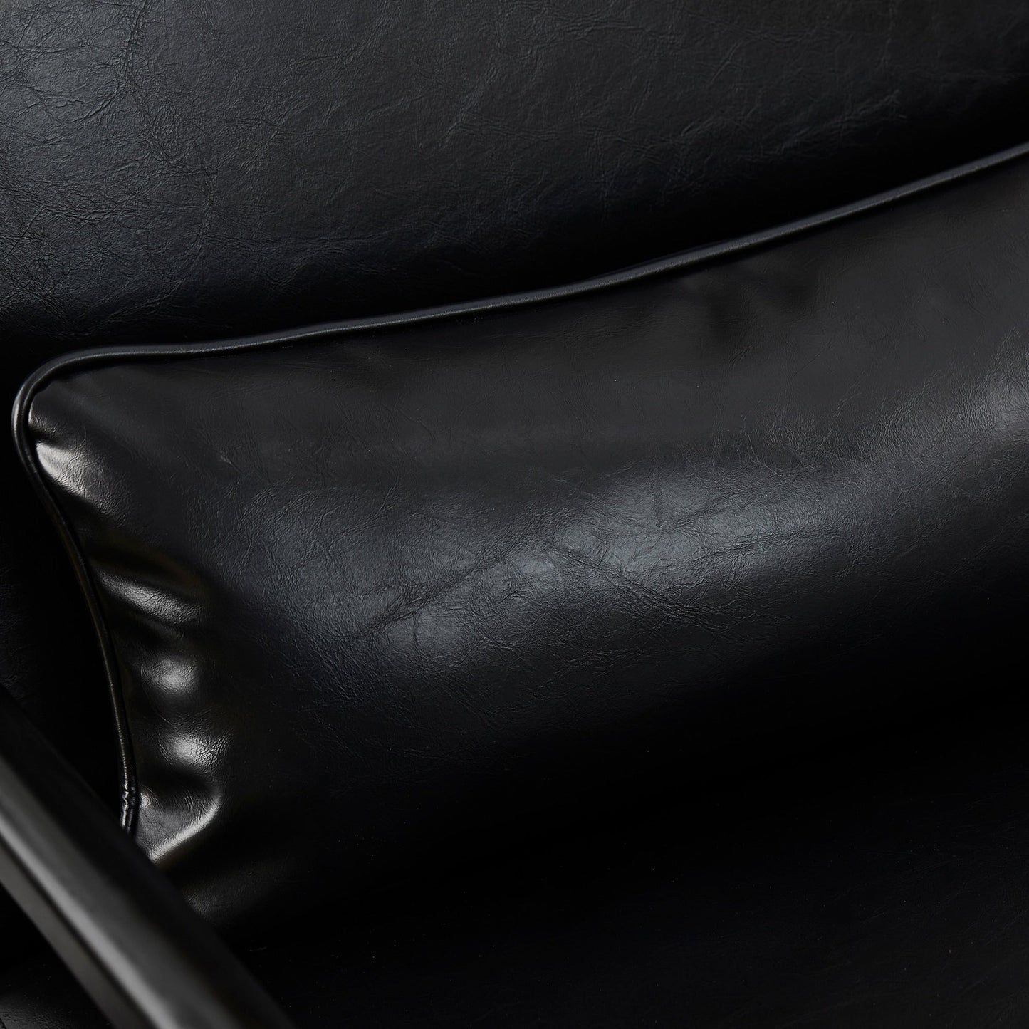 Glitzhome 30.75H Mid-Century Modern PU Leather Armchair Accent Chair with Pillow - 25.75W x 33.75D x 30.75H