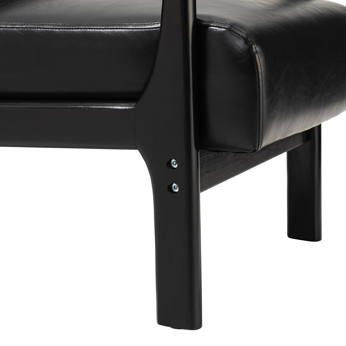 Glitzhome 30.75H Mid-Century Modern PU Leather Armchair Accent Chair with Pillow - 25.75W x 33.75D x 30.75H