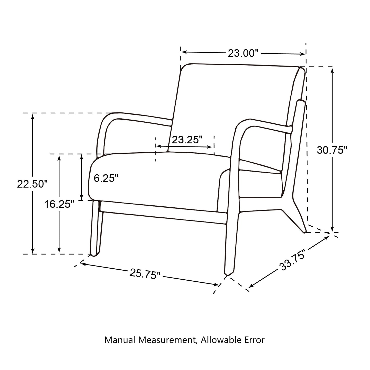 Glitzhome 30.75H Mid-Century Modern PU Leather Armchair Accent Chair with Pillow - 25.75W x 33.75D x 30.75H