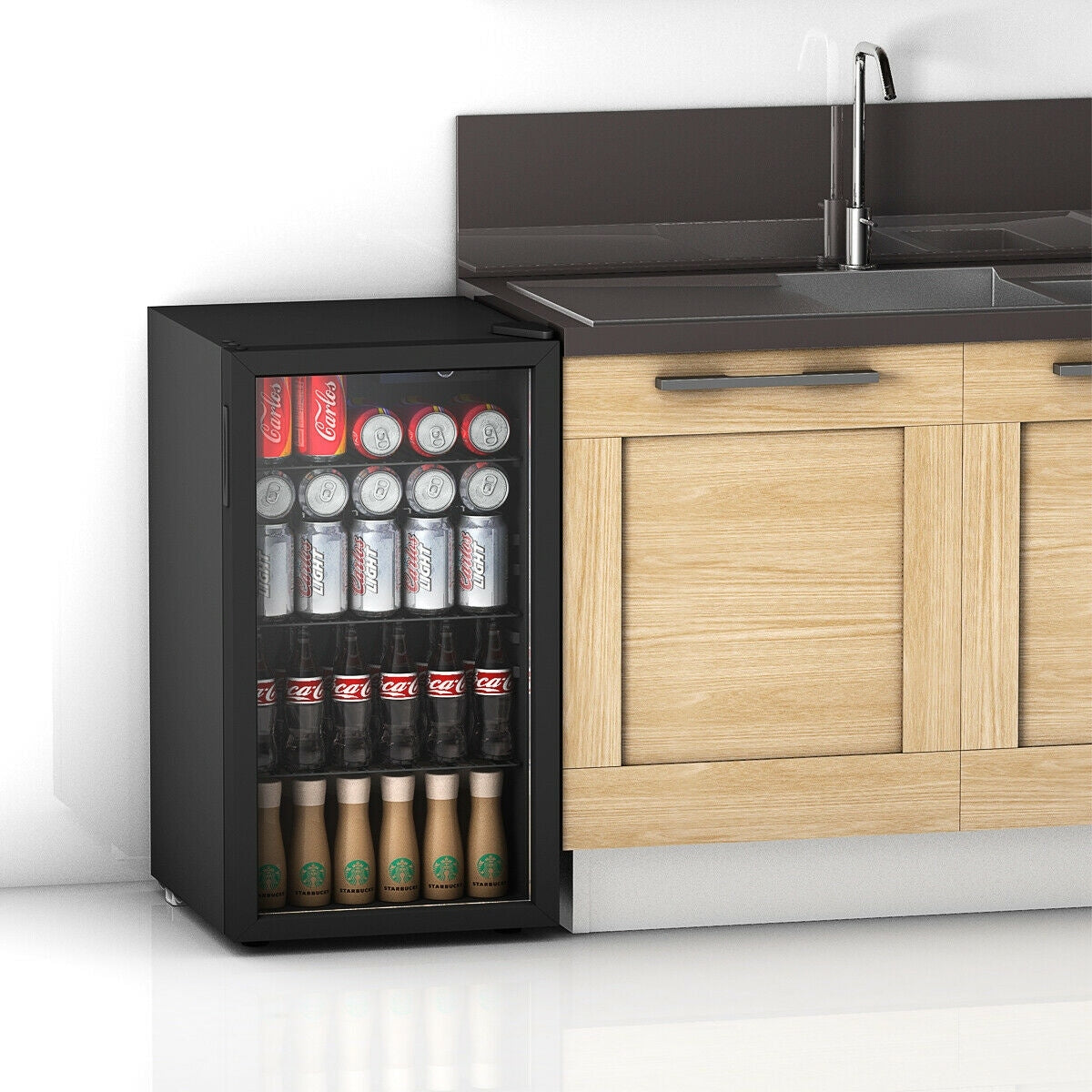 Gymax 120 Can Beverage Refrigerator Beer Wine Soda Drink Cooler Mini