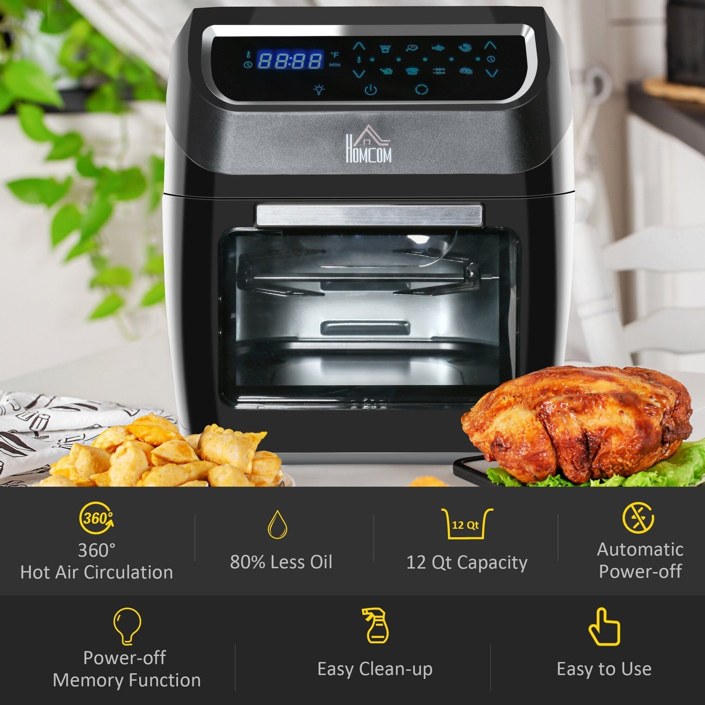 HOMCOM Large Air Fryer Oven with Family Size, Countertop Oven Cooking Gift - 12.5 x 13.25 x 14.5