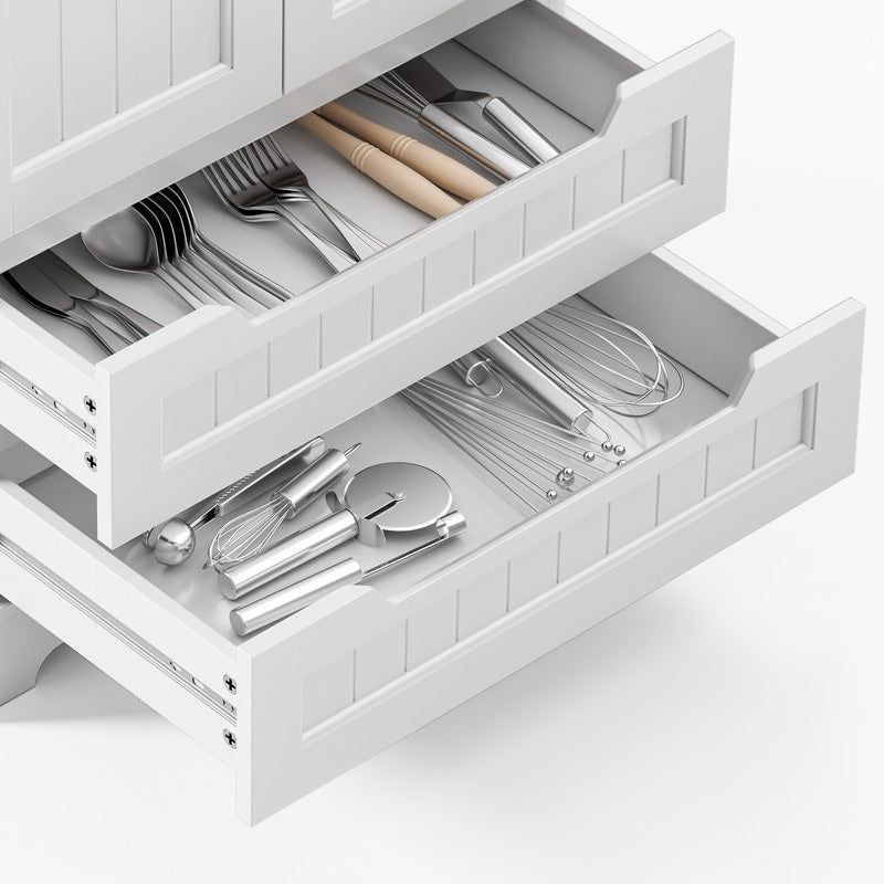 Kitchen Storage Pantry Cabinet, Freestanding Bathroom Storage Cabinet with 2 Doors and Drawers