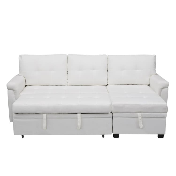 Convertible Reversible Sectional Sofa with Pull-Out Sleeper Bed, Hidden Storage Chaise, and Durable Legs