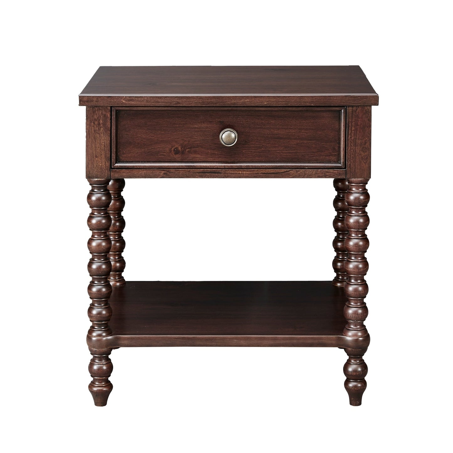 Madison Park Signature Beckett Turned Wood Spindle Nightstand with Drawer & Shelf