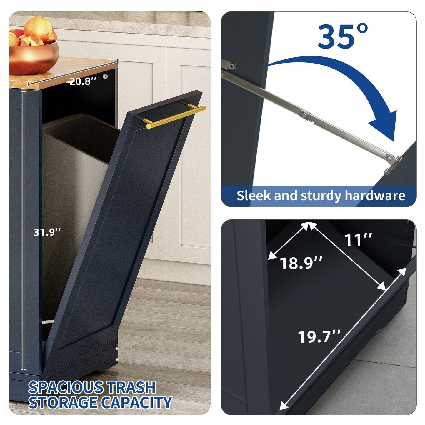 Moasis 53-inch Rolling Kitchen Island Storage Cabinet Portable Mobile Kitchen Cart