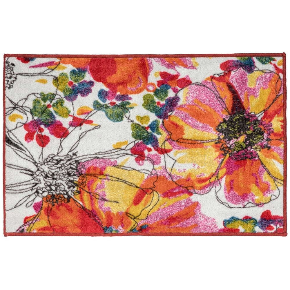 World Rug Gallery Modern Bright Flowers Non-Slip Area Rug Multi