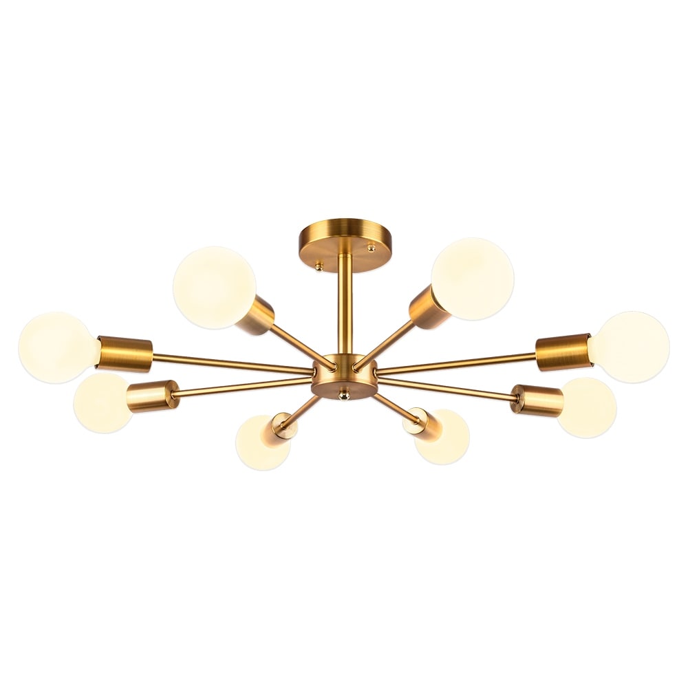 Black/ Gold Sputnik Semi Flush Mount Lamp Close to Ceiling Light Fixture for Living Room/ Kitchen/ Office/ Bedroom/ Foyer