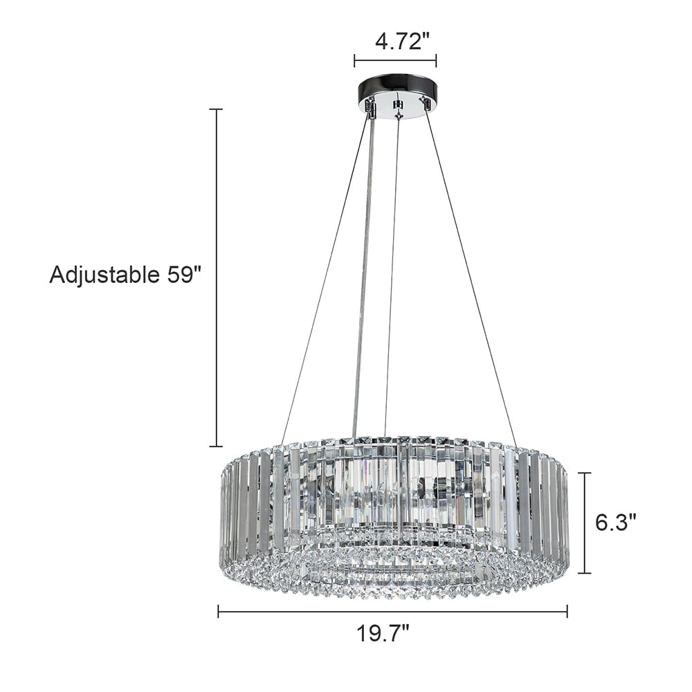 OYIPRO 6/8/12-Light Modern Round Crystal Chandelier Drum Shape Pendant Light for Kitchen Island
