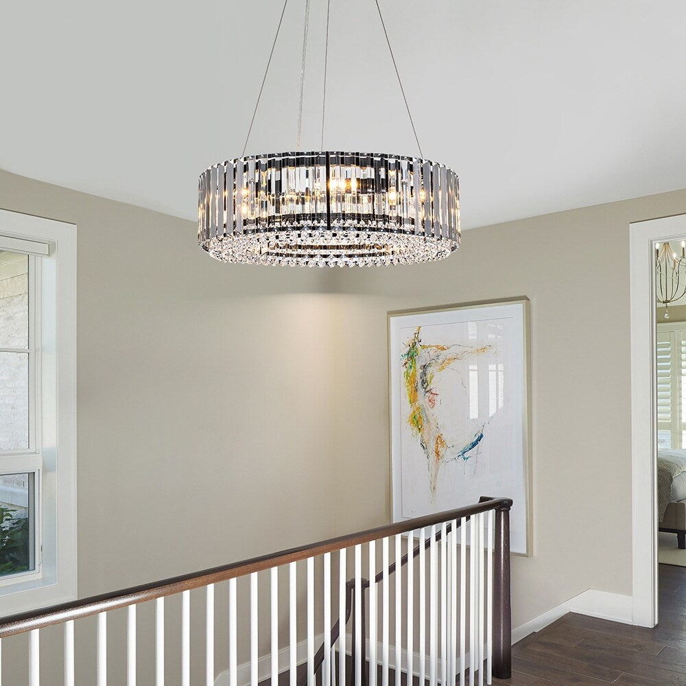 OYIPRO 6/8/12-Light Modern Round Crystal Chandelier Drum Shape Pendant Light for Kitchen Island