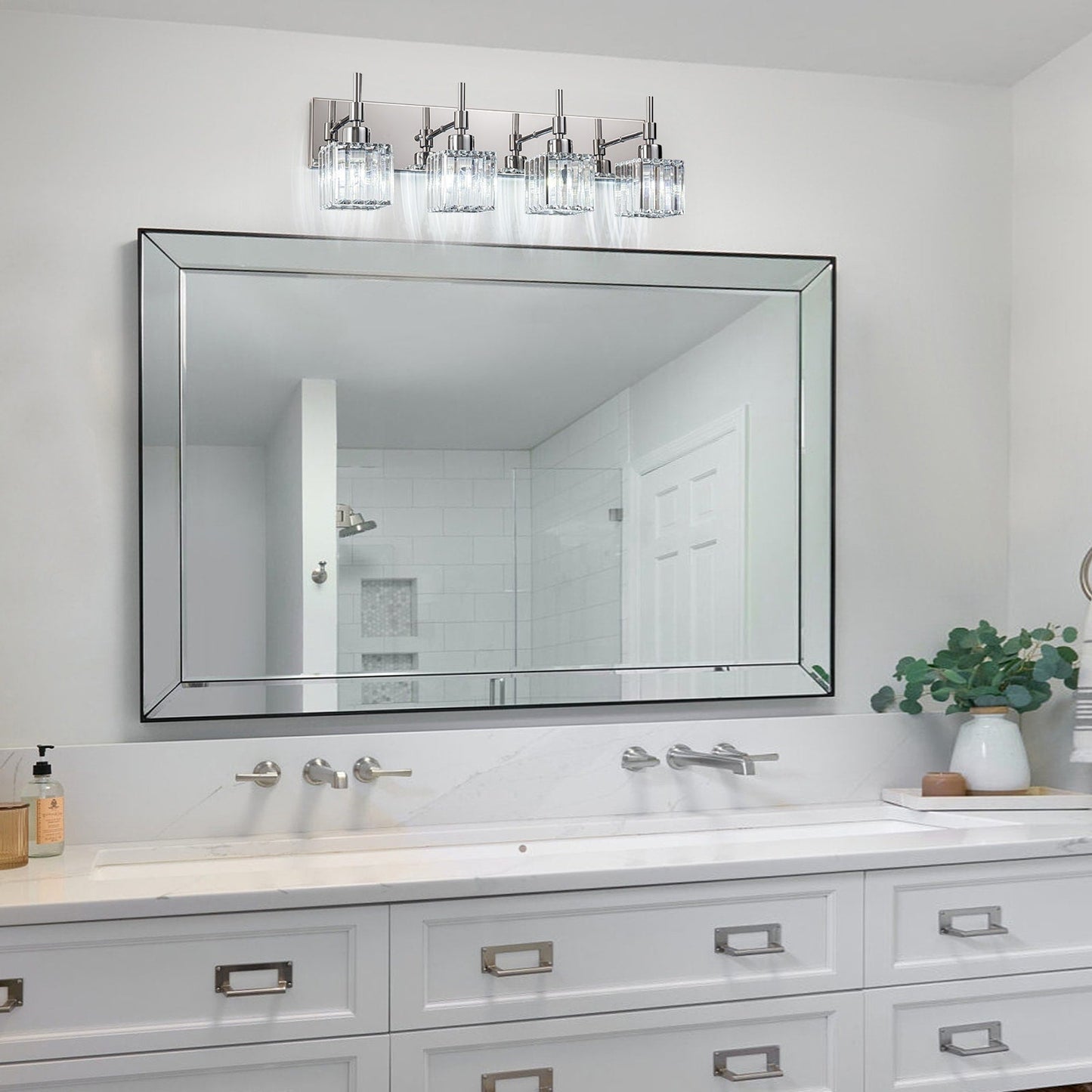 Ora Modern Dimmable Crystal Bathroom Light Fixtures Over Mirror Glam Vanity Lights