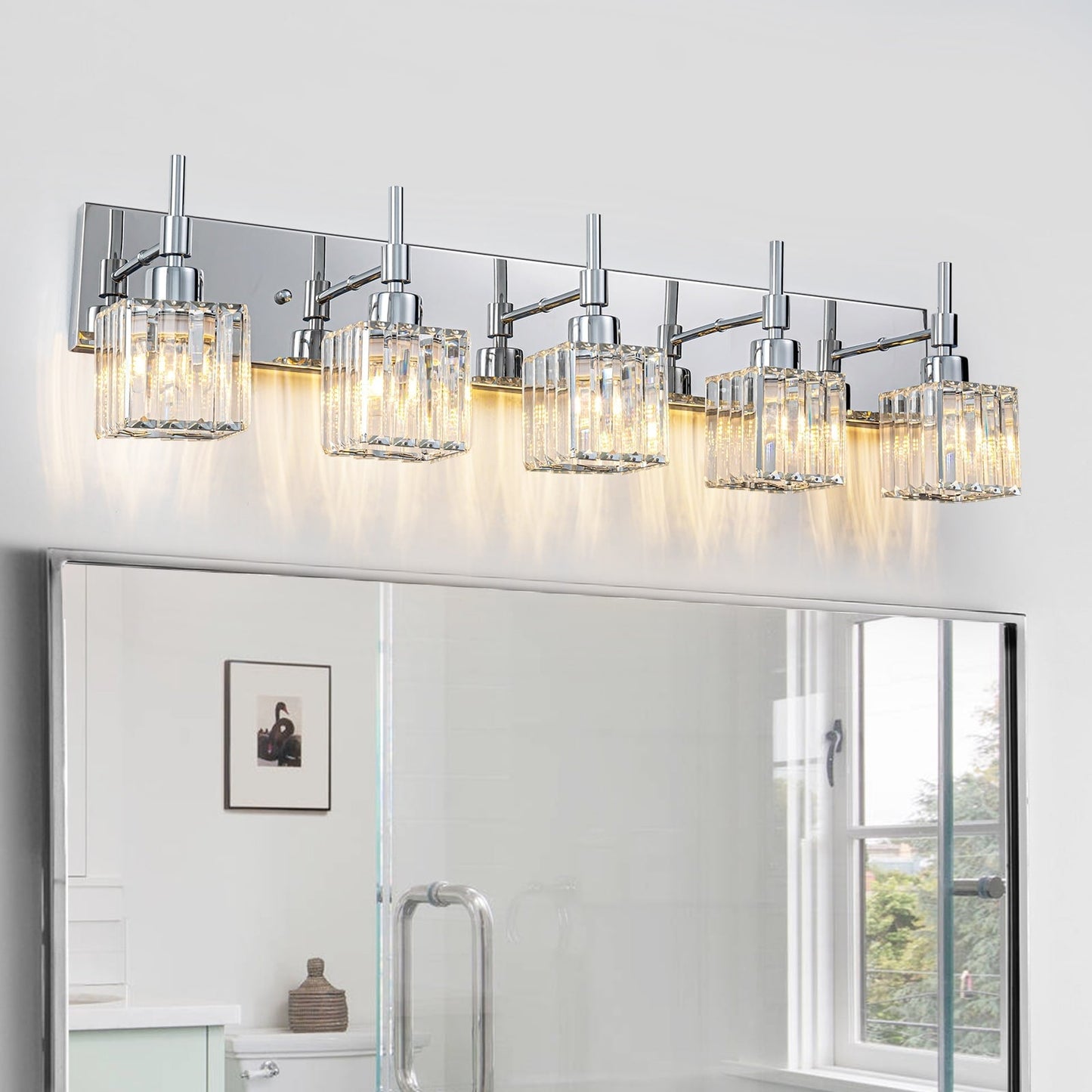 Ora Modern Dimmable Crystal Bathroom Light Fixtures Over Mirror Glam Vanity Lights