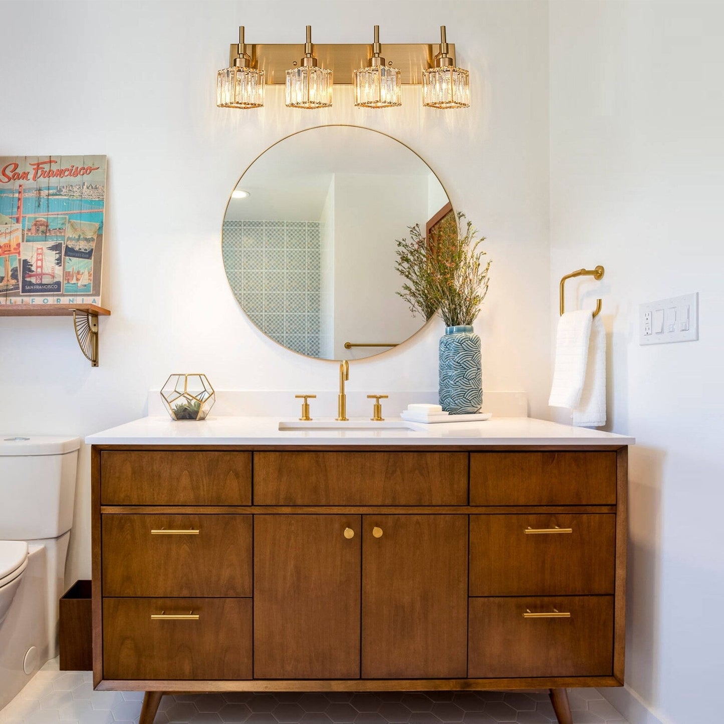 Ora Modern Dimmable Crystal Bathroom Light Fixtures Over Mirror Glam Vanity Lights