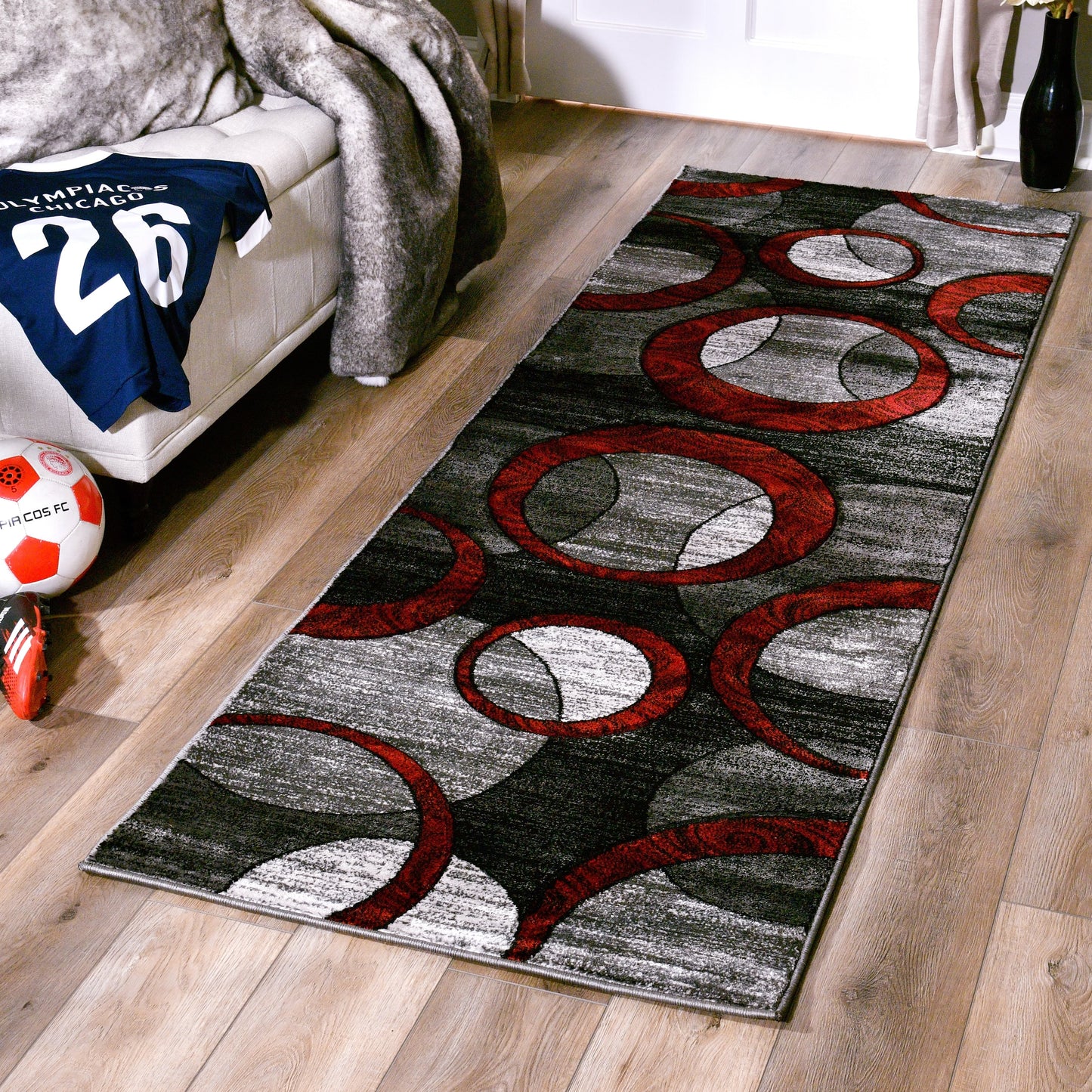 Orelsi Collection Abstract Geometric Circles Area Rug