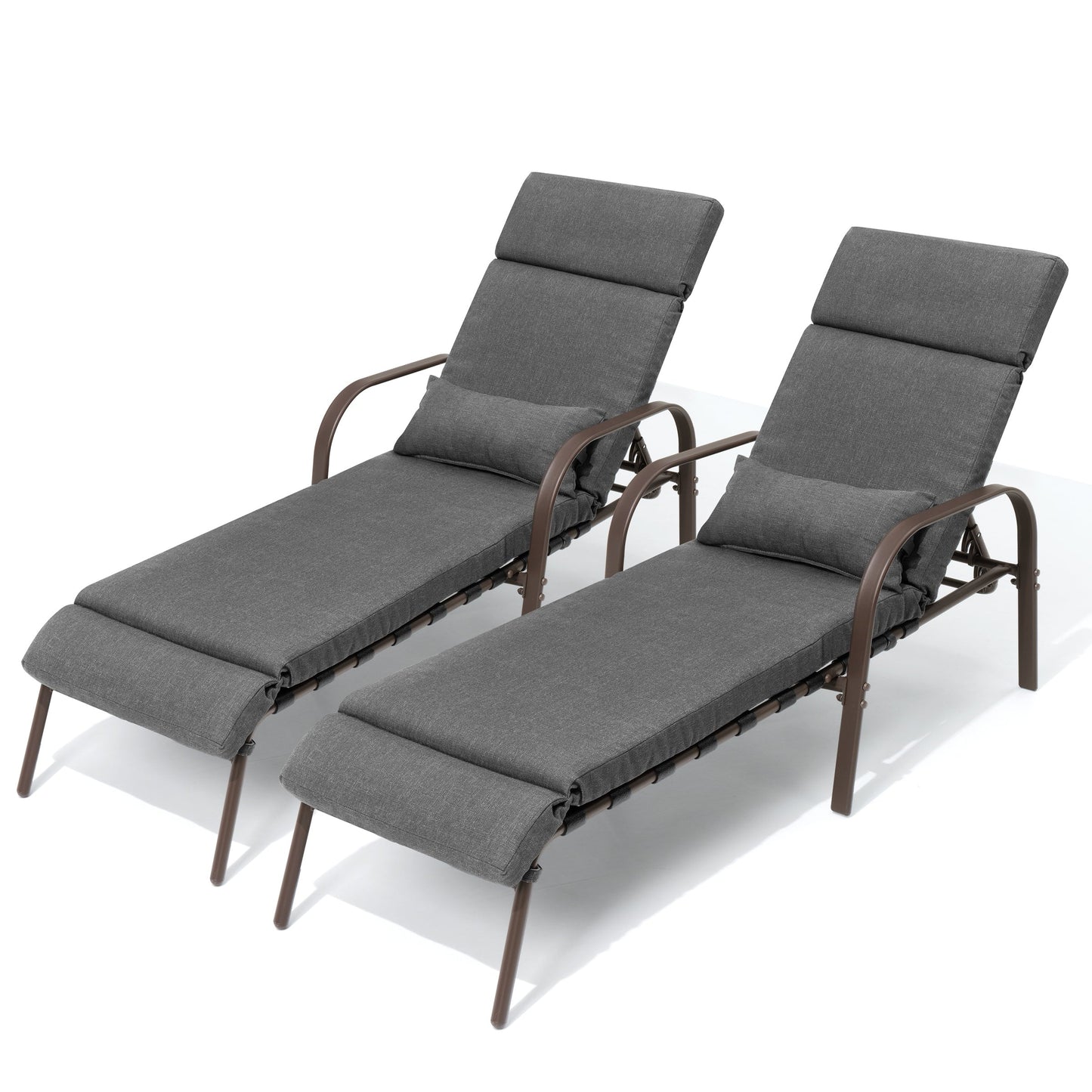 Outdoor Adjustable Patio Chaise Lounge Chair with Cushion Beach Poolside