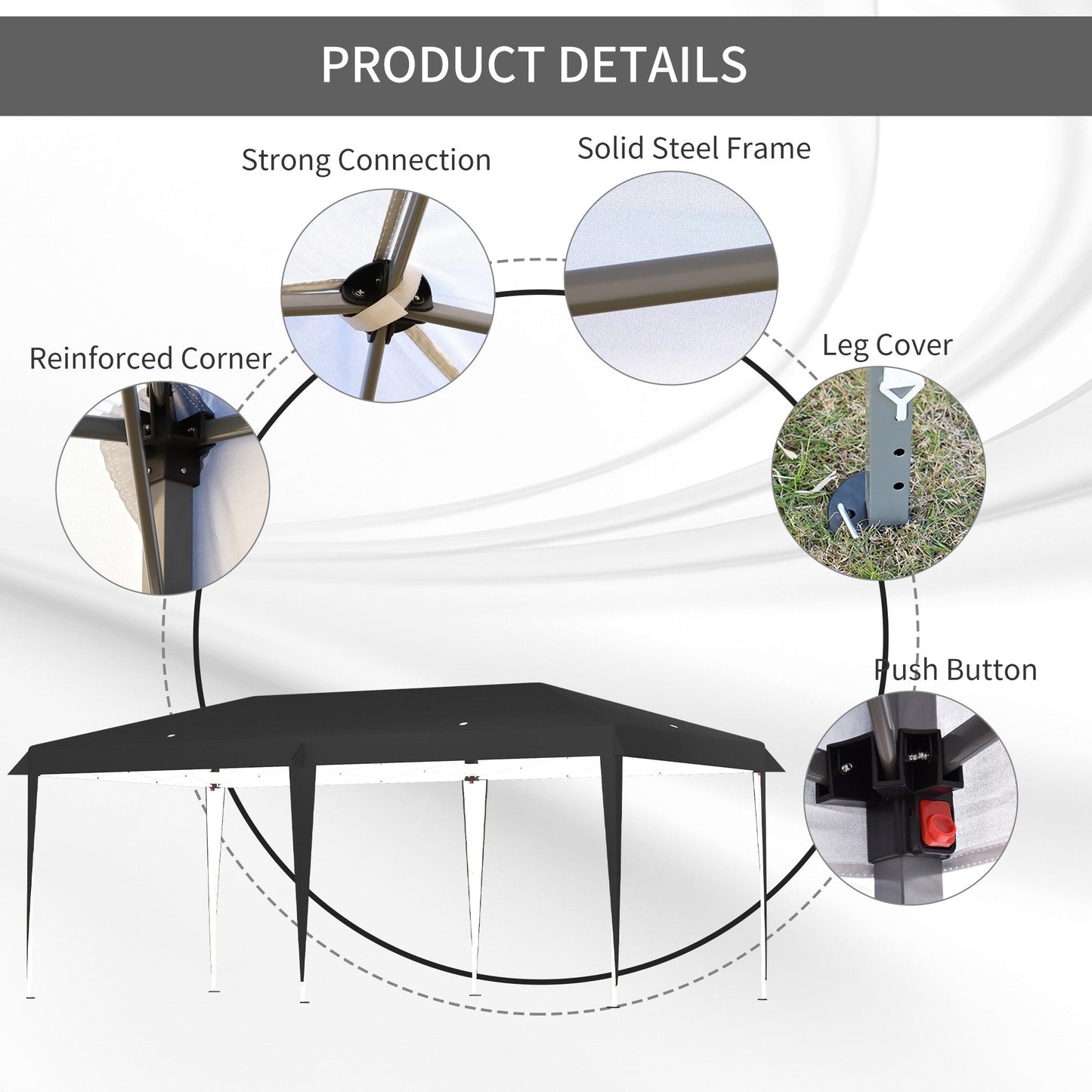 Outsunny Heavy Duty Pop Up Canopy with Sturdy Frame, UV Fighting Roof, Carry Bag for Patio, Backyard, Beach, Garden