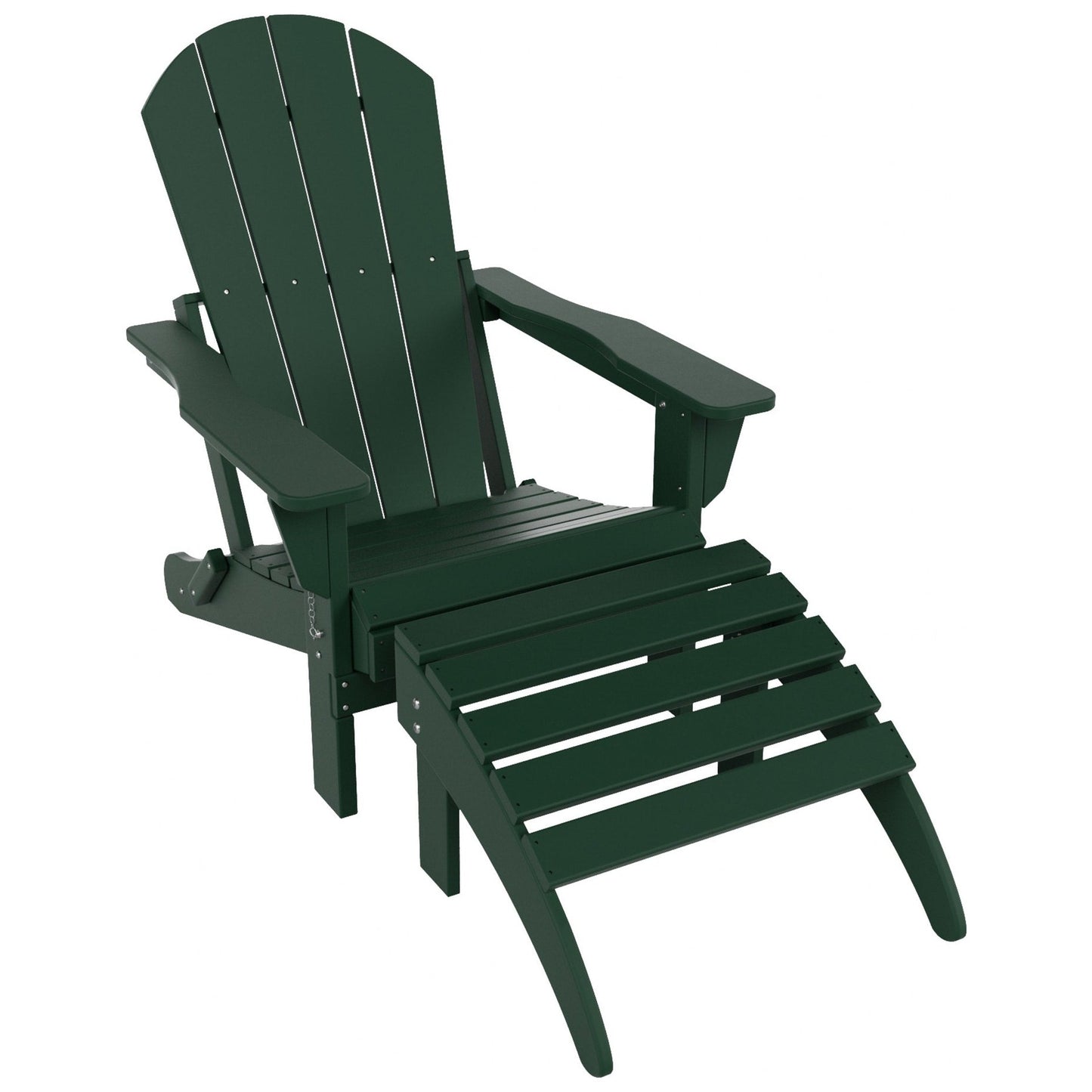 Polytrends Laguna Hdpe All Weather Outdoor Patio Foldable Adirondack Chair With Ottoman (2-Piece Set)