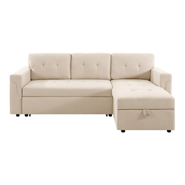 Reversible Sectional Sofa with Pull-Out Sleeper Bed, Hidden Storage Chaise, Durable Legs,