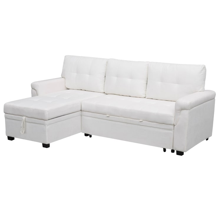 Reversible Sectional Sofa with Pull-Out Sleeper Bed, Hidden Storage Chaise, Durable Legs,
