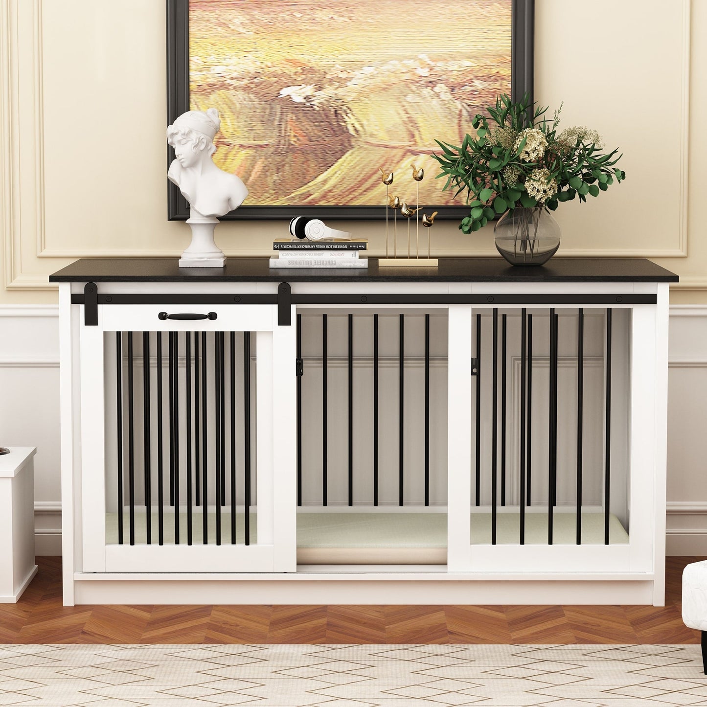 Pet Residence with Iron Tube Reinforcement Stylish & Sturdy Dog Crate