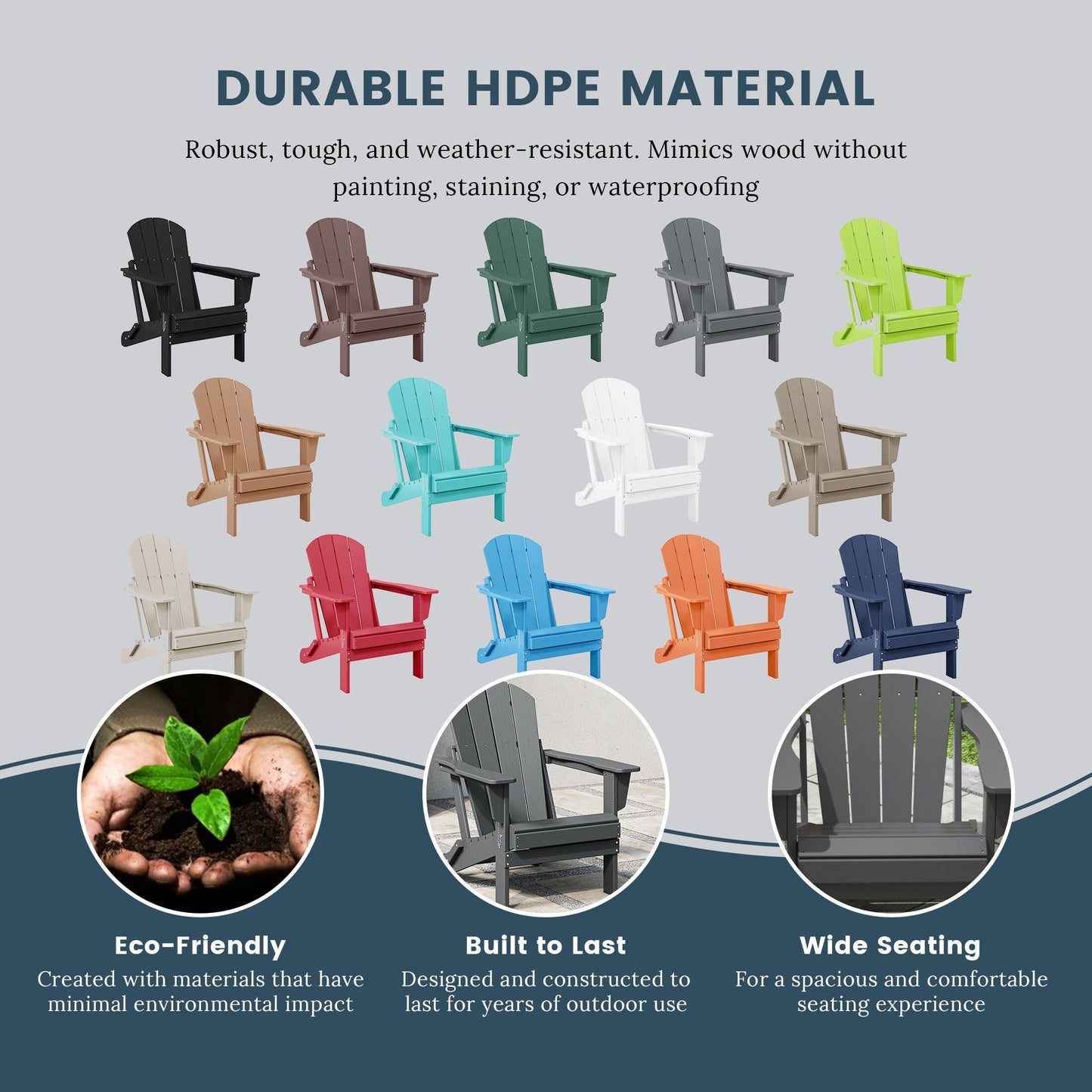 Polytrends Laguna Weather Resistant Outdoor Patio Folding Adirondack Chairs (Set of 4)