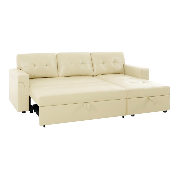 Convertible Reversible Sectional Sofa with Pull-Out Sleeper Bed, Hidden Storage Chaise, and Durable Legs